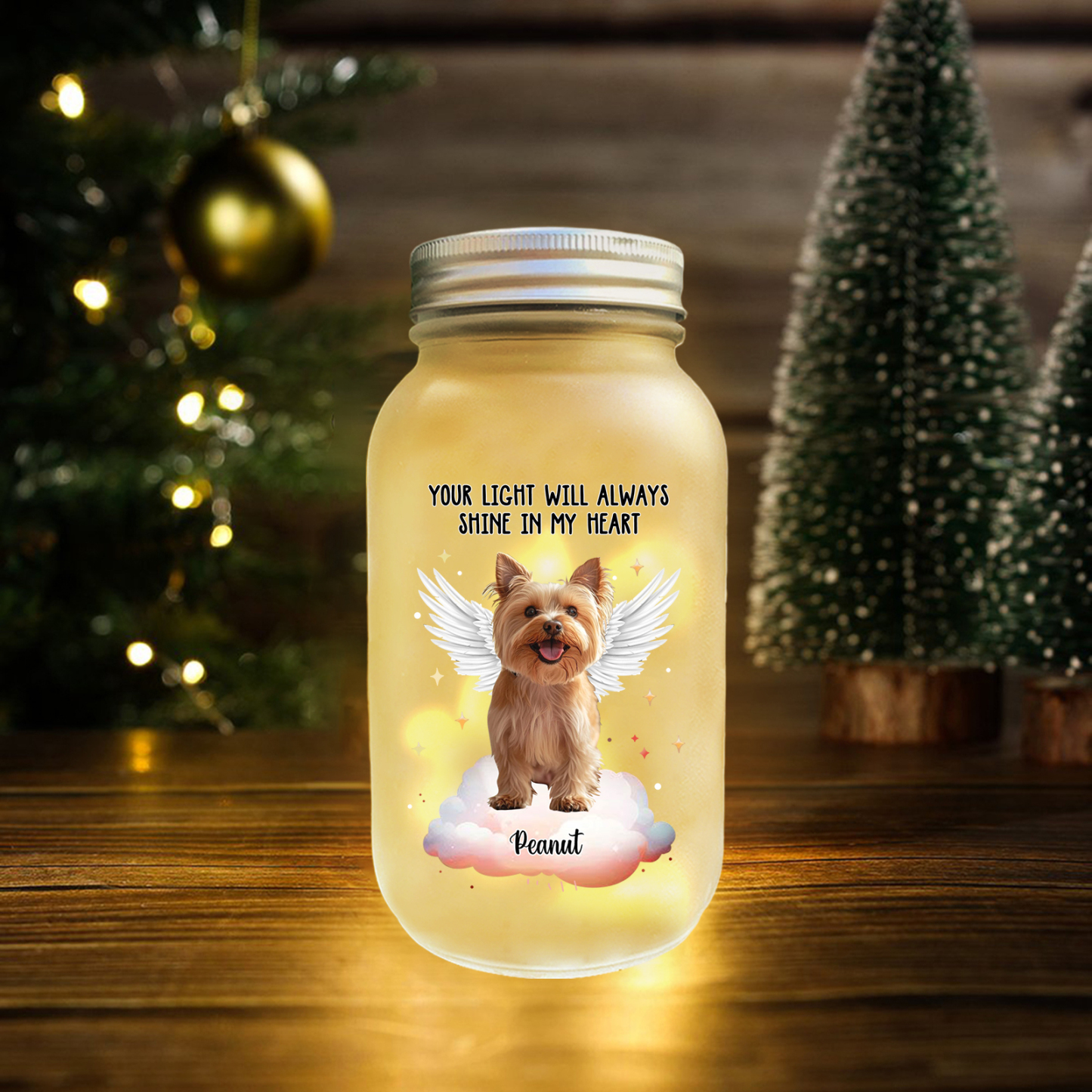 Personalized Pet Memorial Mason Jar Light – Custom Photo & Name for Pe