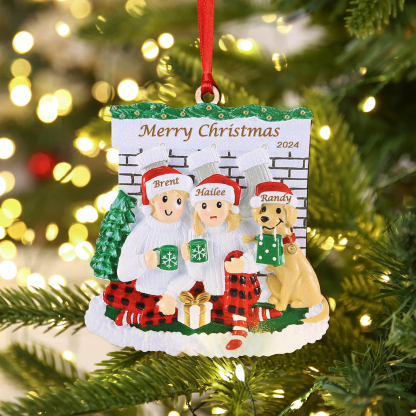 3 Names-Personalized Family Wooden Christmas Xmas Tree Decoration Ornament-Custom 3 Names Hanging Ornament Gifts For Family