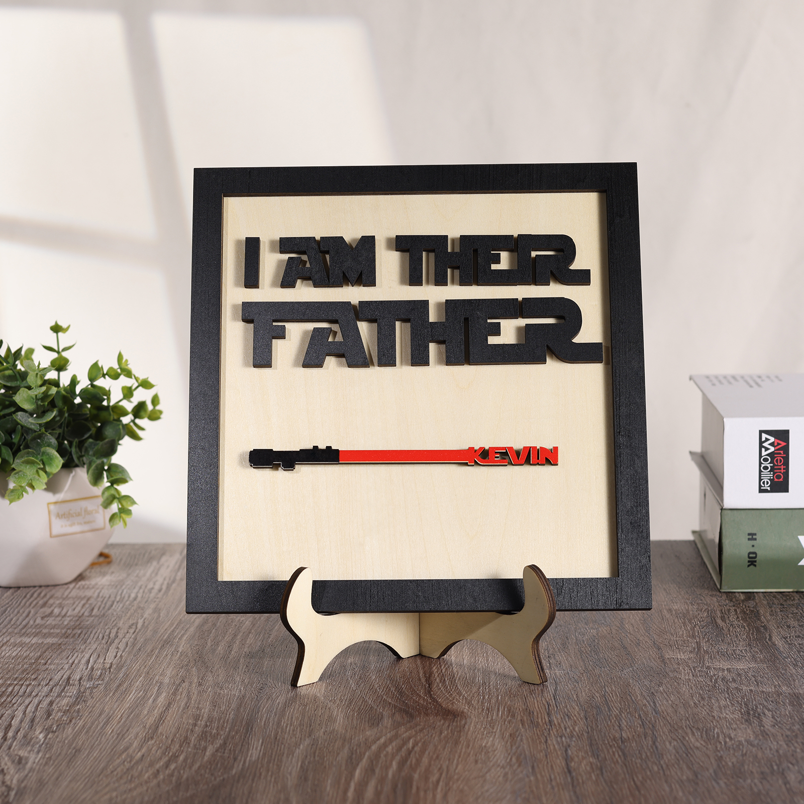 Personalized Star Wars Sign Father's Day Gifts - I AM THEIR FATHER - Wood Sign with 1 Name