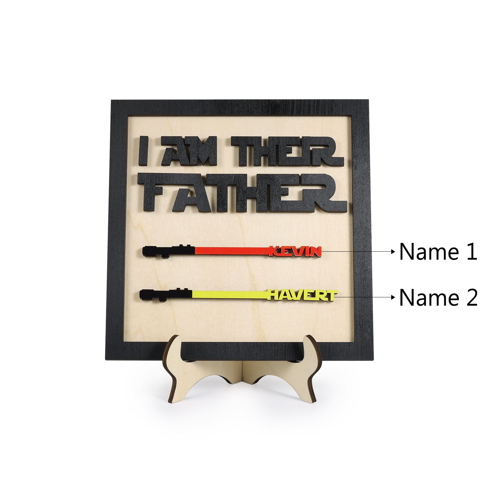Personalized Star Wars Sign Father's Day Gifts - I AM THEIR FATHER - Wood Sign with 2 Names