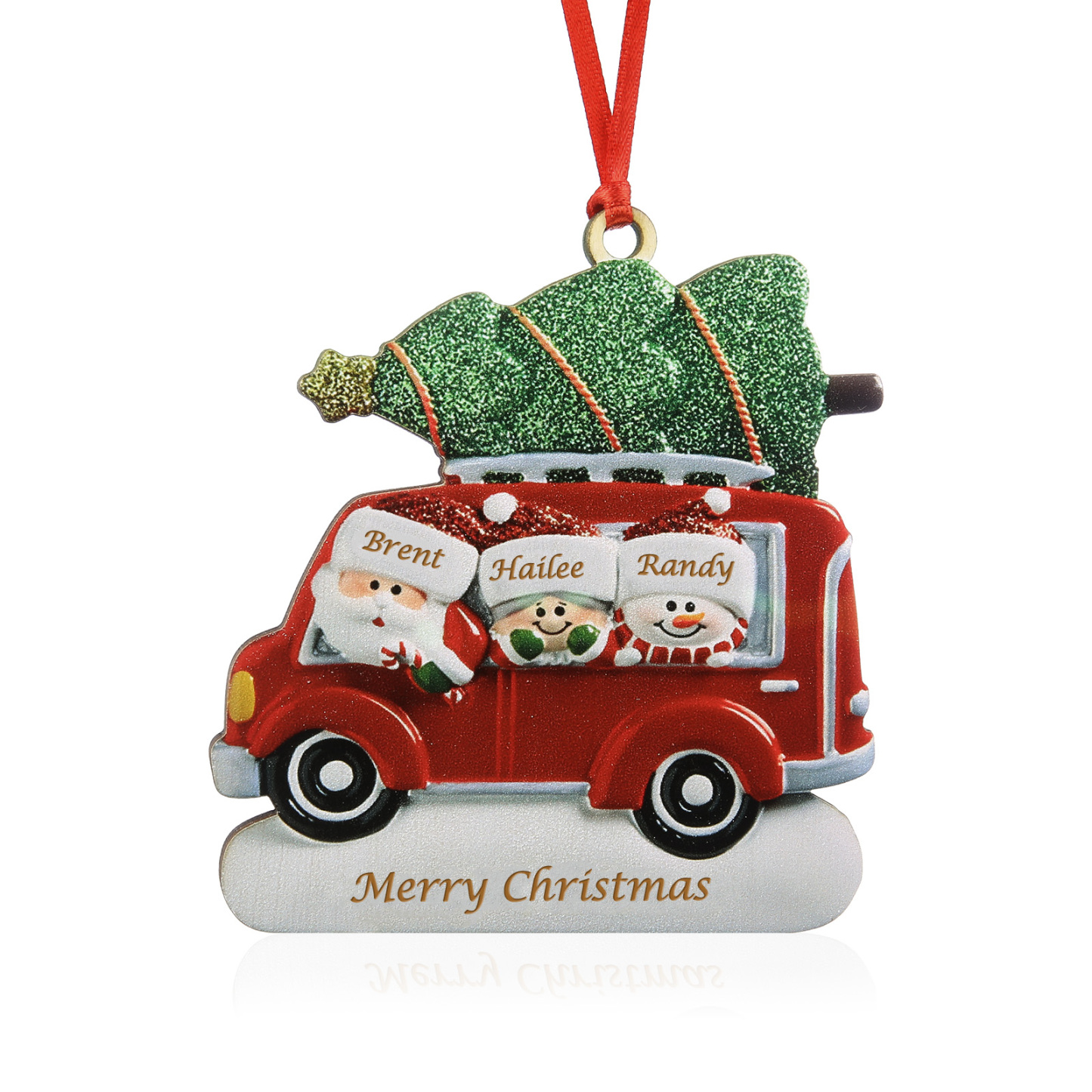 Personalised Christmas Ornament with Santa and Tree - Customize 3 Names and 1 Text Home Decorations | Jessmade