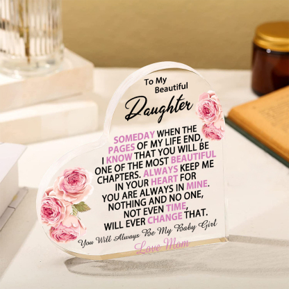 To My Daughter Christmas Gift Set - Personalised Women's Purse Custom Birthflower & Name Heart Acylic Plaque Gift for Her | Jessemade