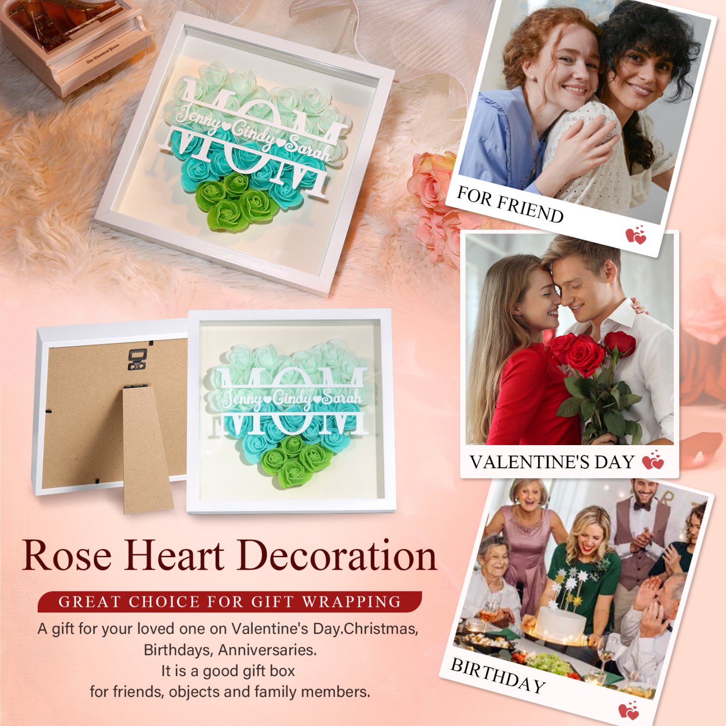 Personalized Custom Name and Text, Exquisite Love Decorations in Five Colors, As a Morher's Day Gifts for Mom