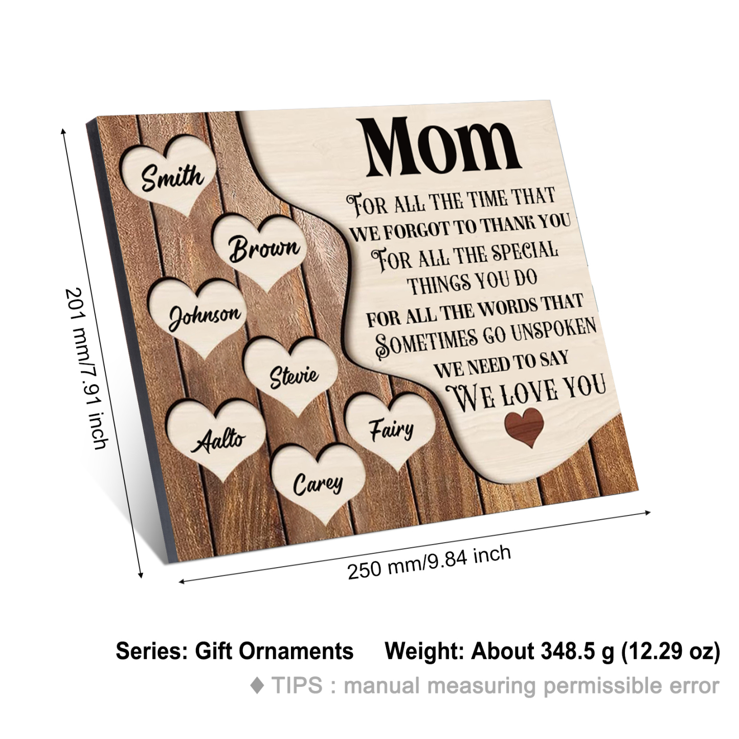 7 Names - Personalized Heart Vintage Wooden Wooden Painting, Home Frame Wooden Decor for Mom