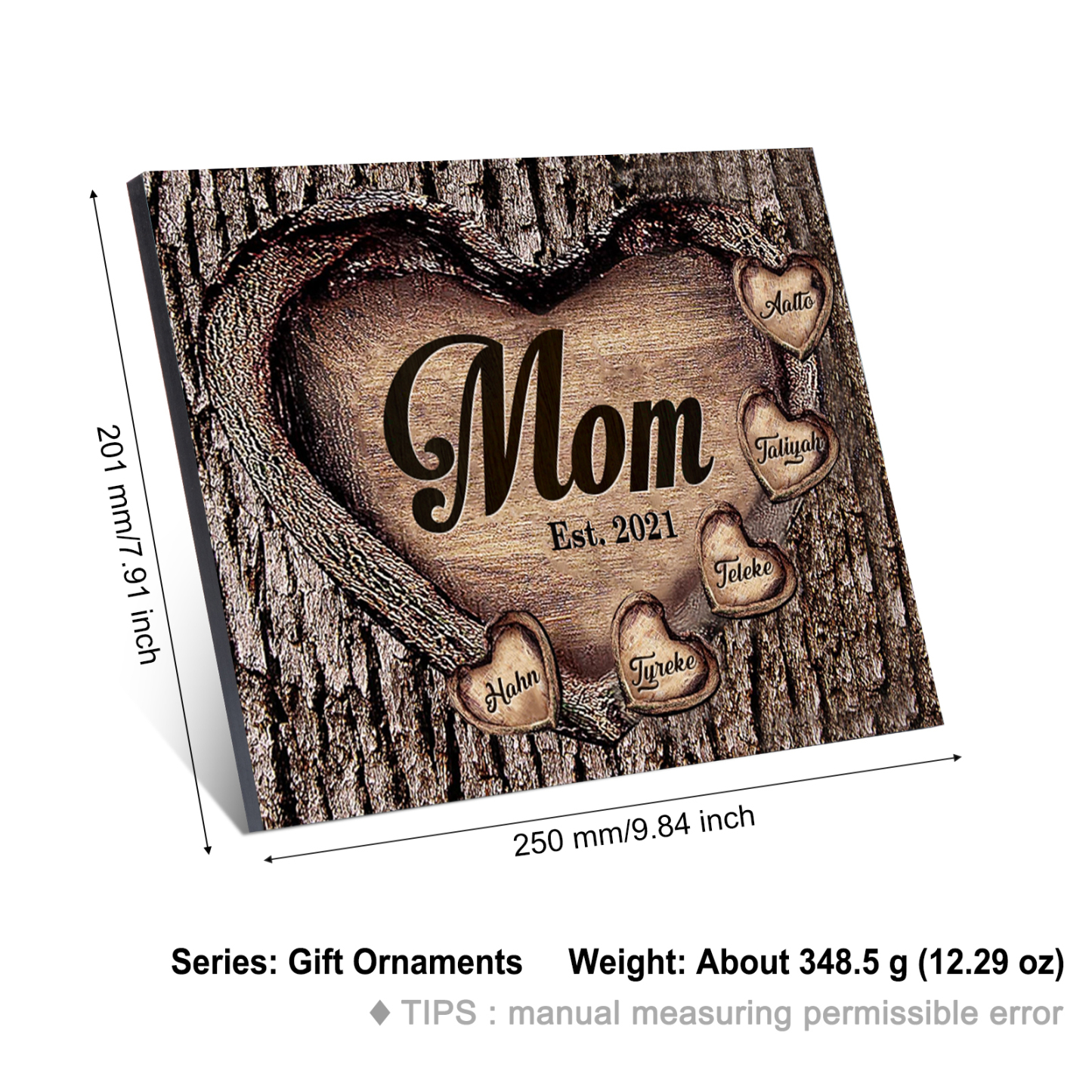 To Mom Heart Frame Personalized 5 Names And Date Wooden Ornament Home Decoration for Mom