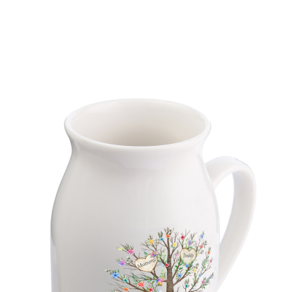 2 Names - Personalized Beautiful Family Tree Style Ceramic Vase with Customizable Names As a Special Gift For Mom/Dad