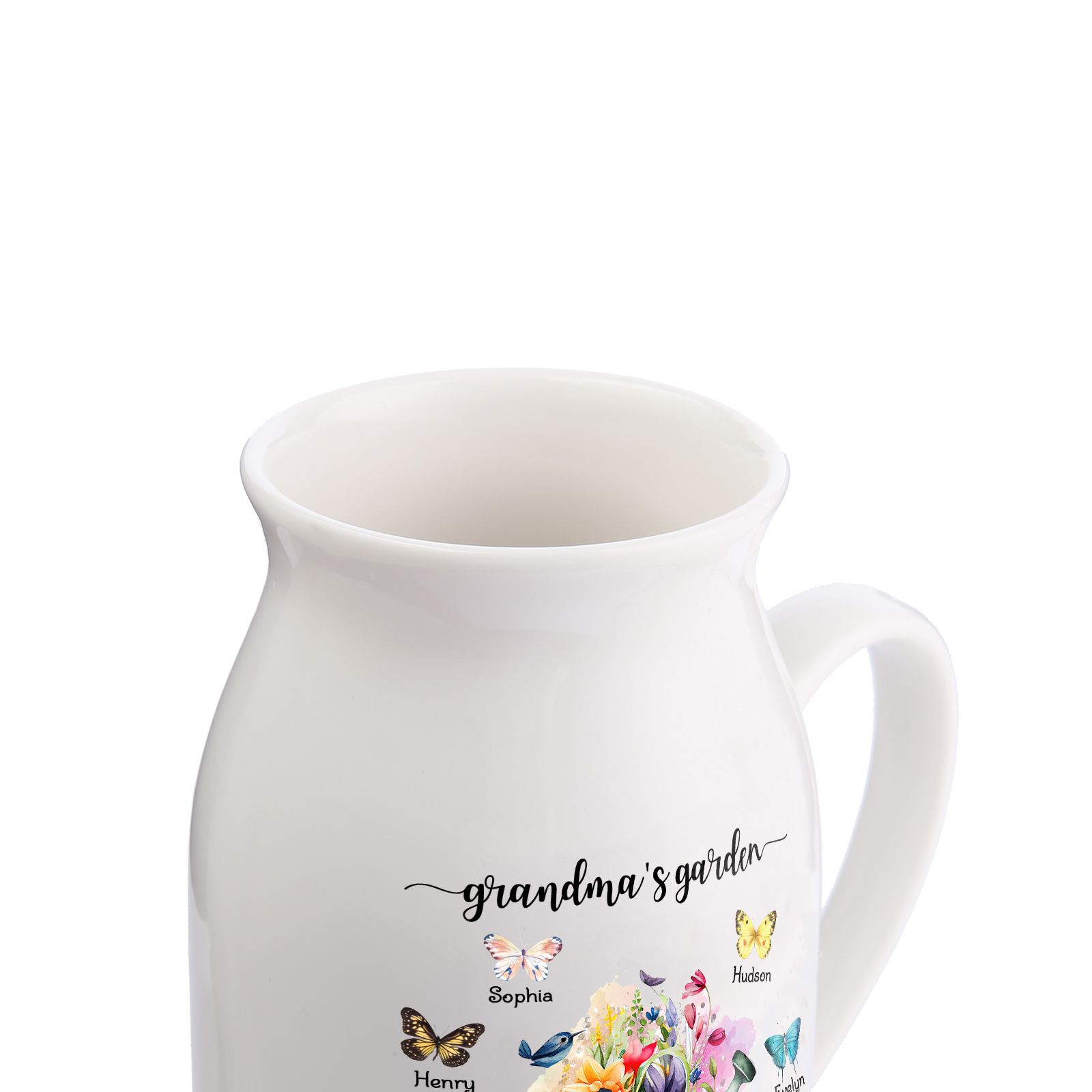 7 Names - Personalized Name "Grandma's Garden" Ceramic Vase as a Gift for Grandma