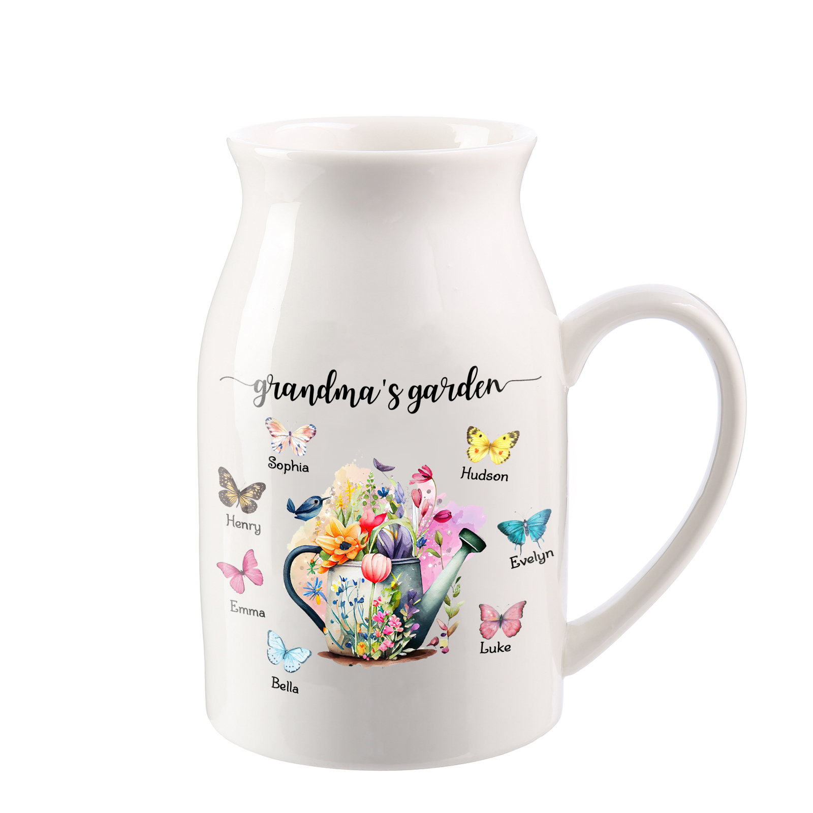 7 Names - Personalized Name "Grandma's Garden" Ceramic Vase as a Gift