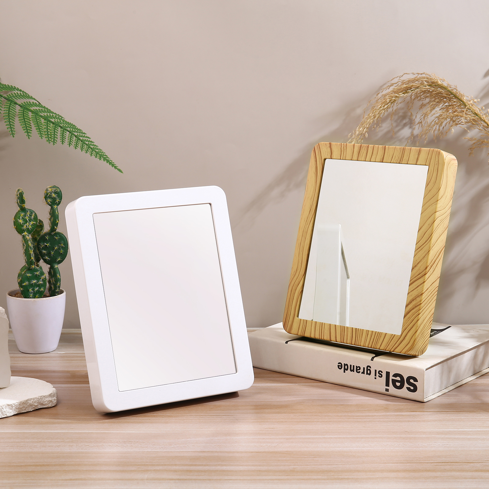 2 Names - Personalized Home Mirror Photo Frame Night Light Insert/Rechargeable Custom Text LED Night Light Gift for Mom