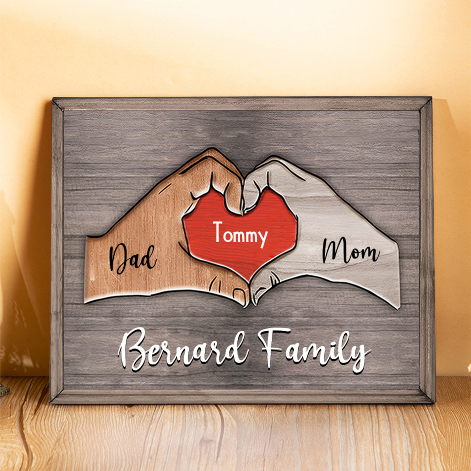 Jessemade UK 1 Name - Personalized Love Heart Customized Name and Text Wooden Ornament Father's Day Gift for Dad 20.99 t1-n1