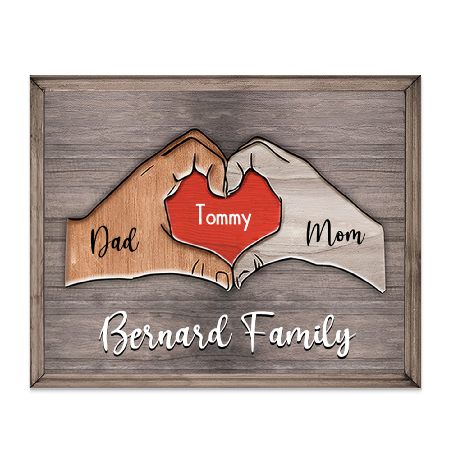 1 Name - Personalized Love Heart Customized Name and Text Wooden Ornament Father's Day Gift for Dad