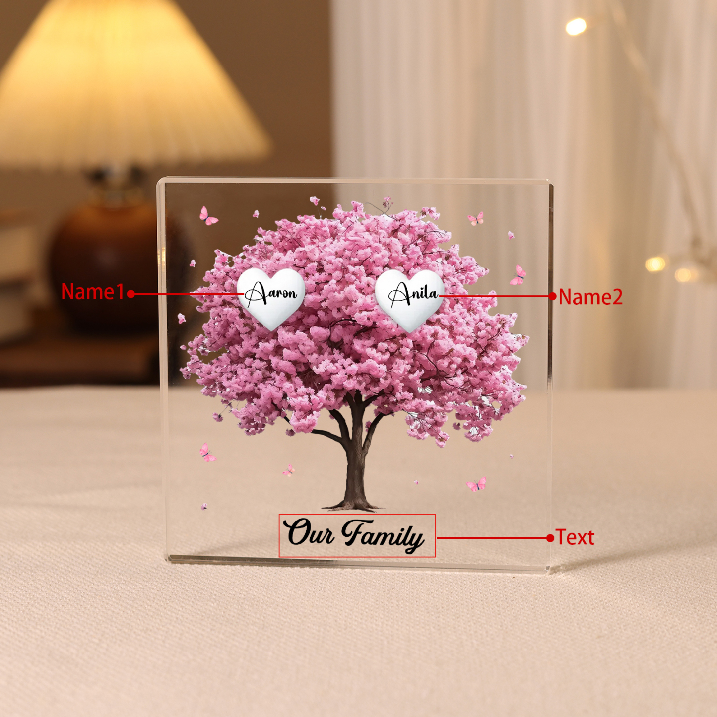 Personalized Family Tree Acrylic Ornaments Customize 6 Names Decorations for Family | Jessmade