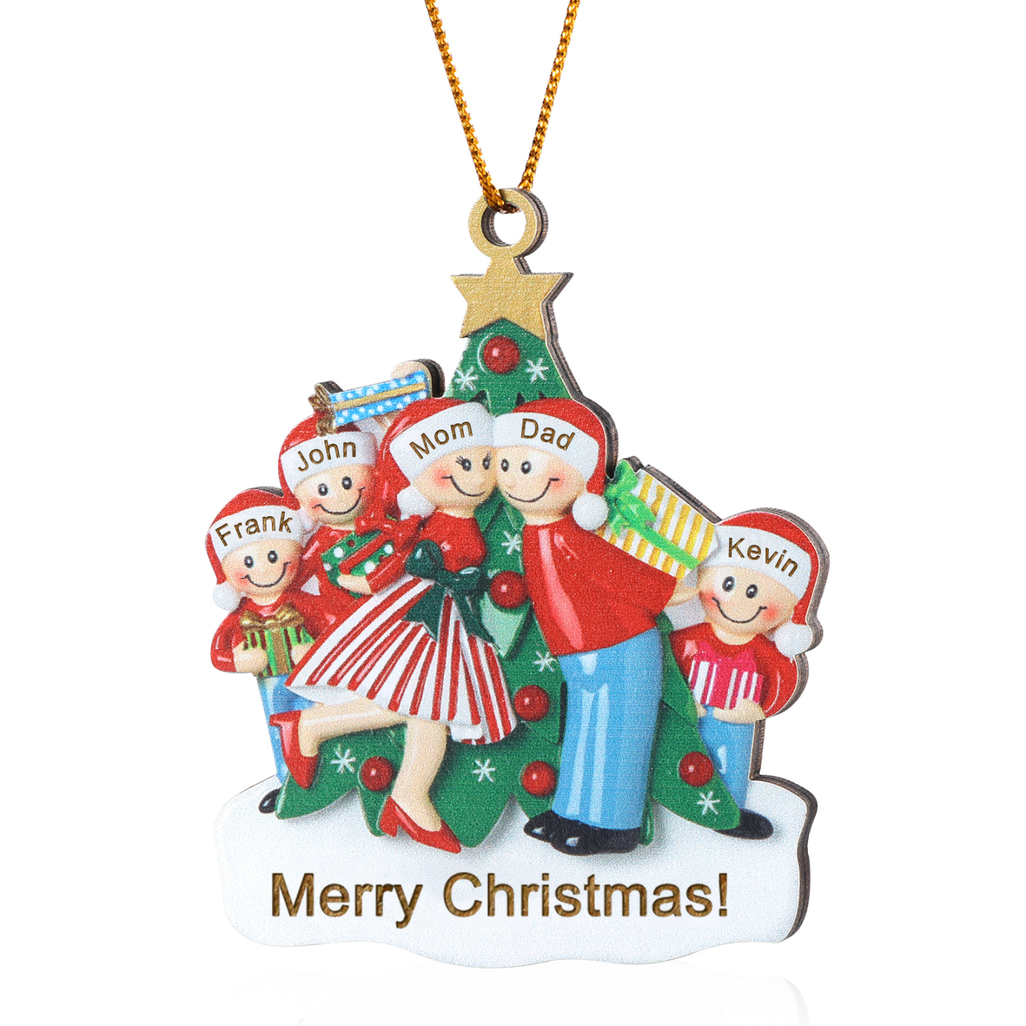 Personalised Wooden Family Christmas Ornament with Custom 2-5 Names Christmas Gift for Family | Jessemade