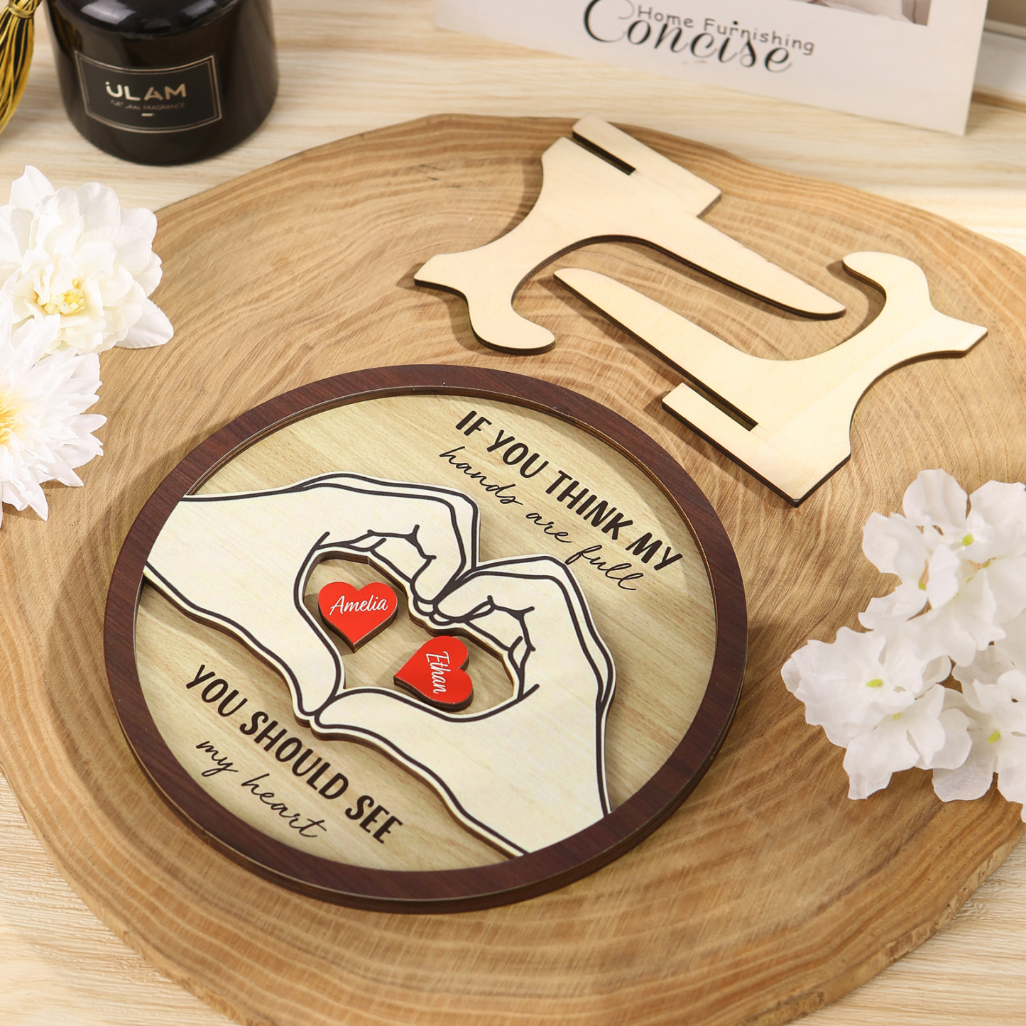 Personalized Home Frame Wooden Ornaments Custom 2-5 Names & 2 Text Ornaments Gift For Family| Jessmade