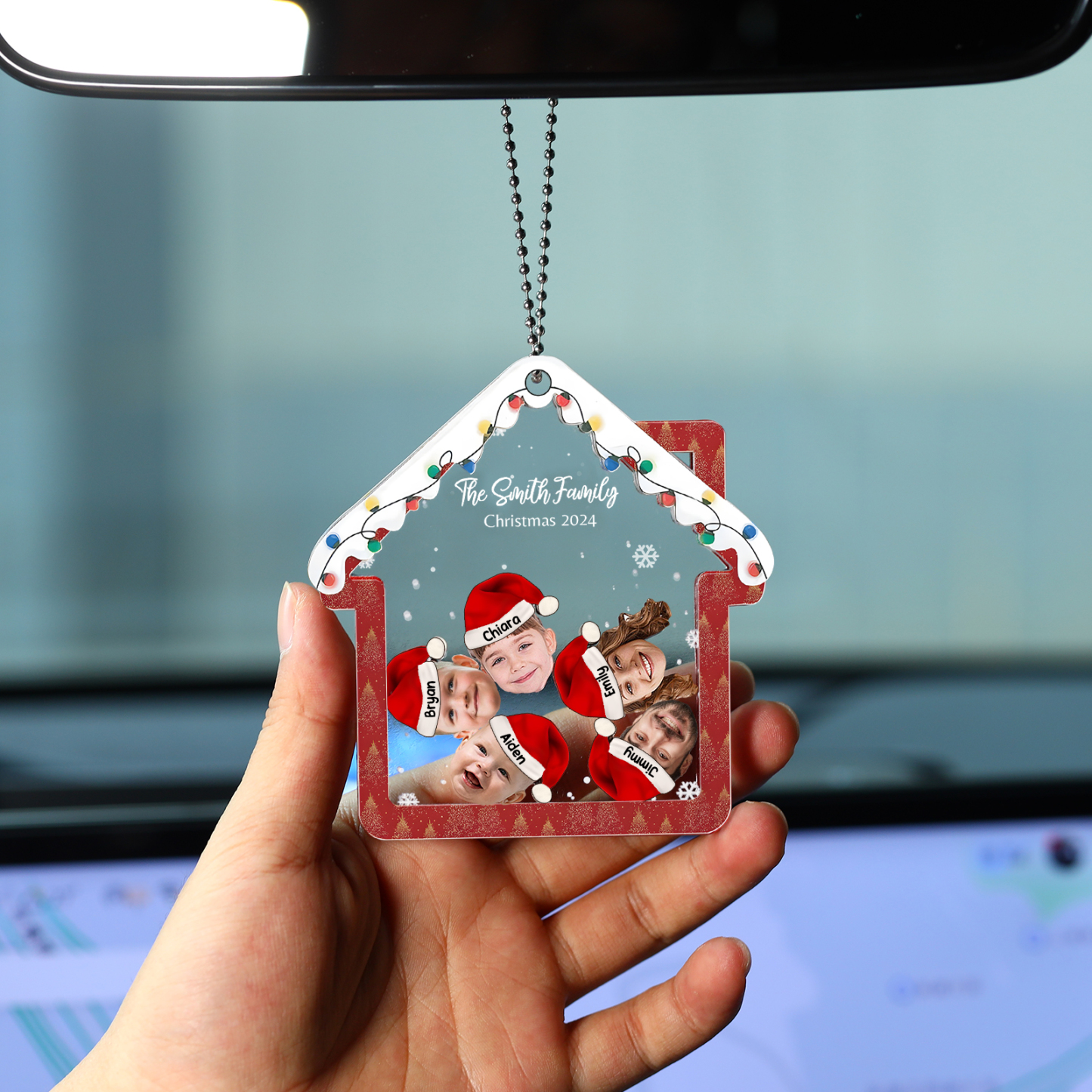 Personalised Christmas Family Ornament – Custom 5 Names & 5 Photos & 1 Text Christmas Gift for Family | Jessemade
