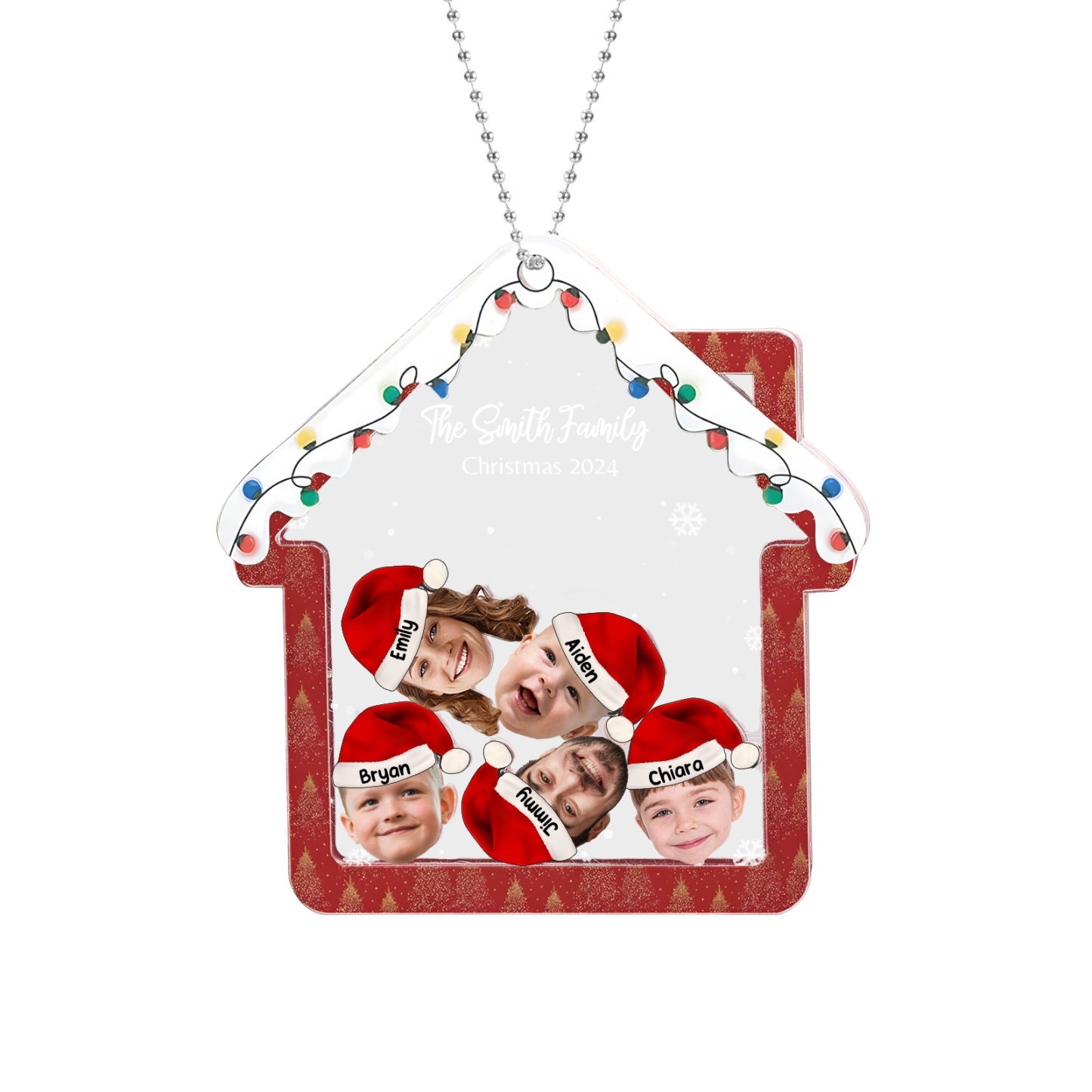 Personalised Christmas Family Ornament – Custom 5 Names & 5 Photos & 1 Text Christmas Gift for Family | Jessemade