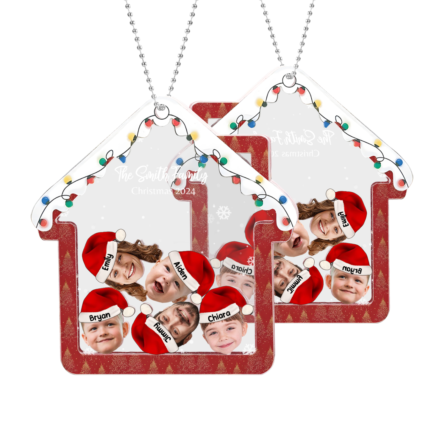 Personalised Christmas Family Ornament – Custom 5 Names & 5 Photos & 1 Text Christmas Gift for Family | Jessemade