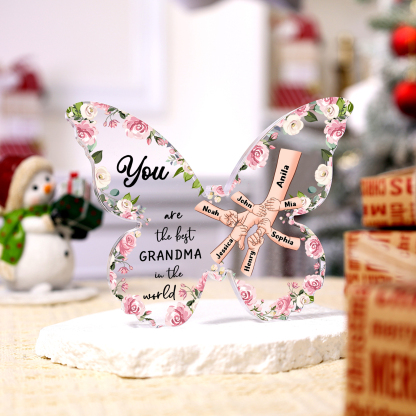 7 Names - Personalized Butterfly Acrylic Plaque for Mom- Custom Gift with Multiple Names and Texts for Mother's Day