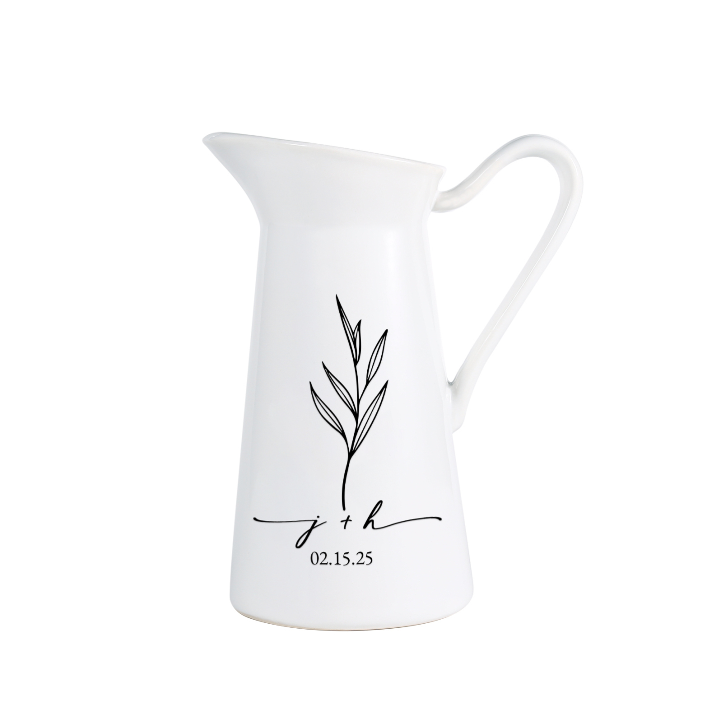 Personalized Engagement Vase with Names and Date, Unique Ceramic Flower Jug Gift