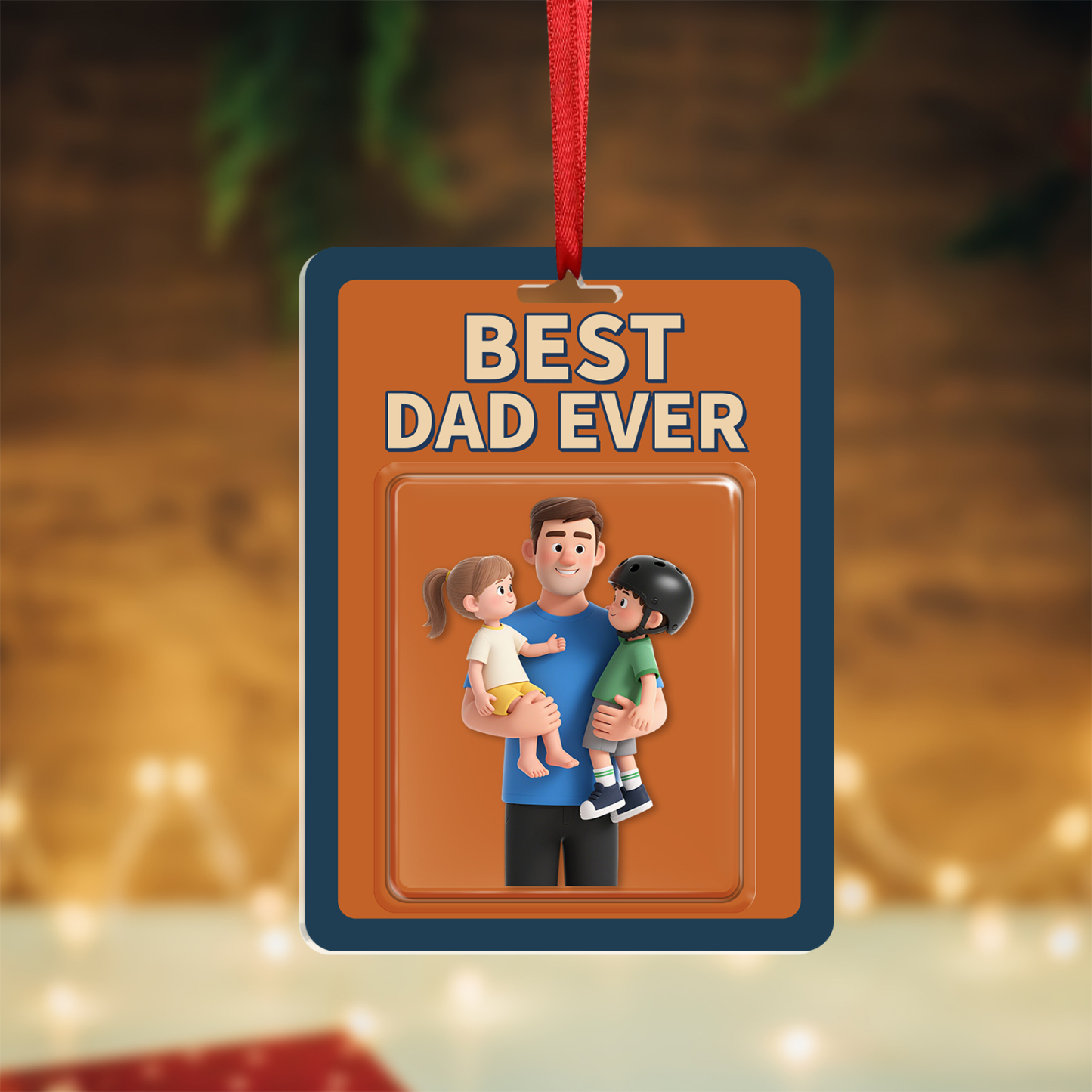 Personalized 3D Acrylic Pendant – Practical “Best Dad Ever” Photo Hanging Ornament for Car or Home
