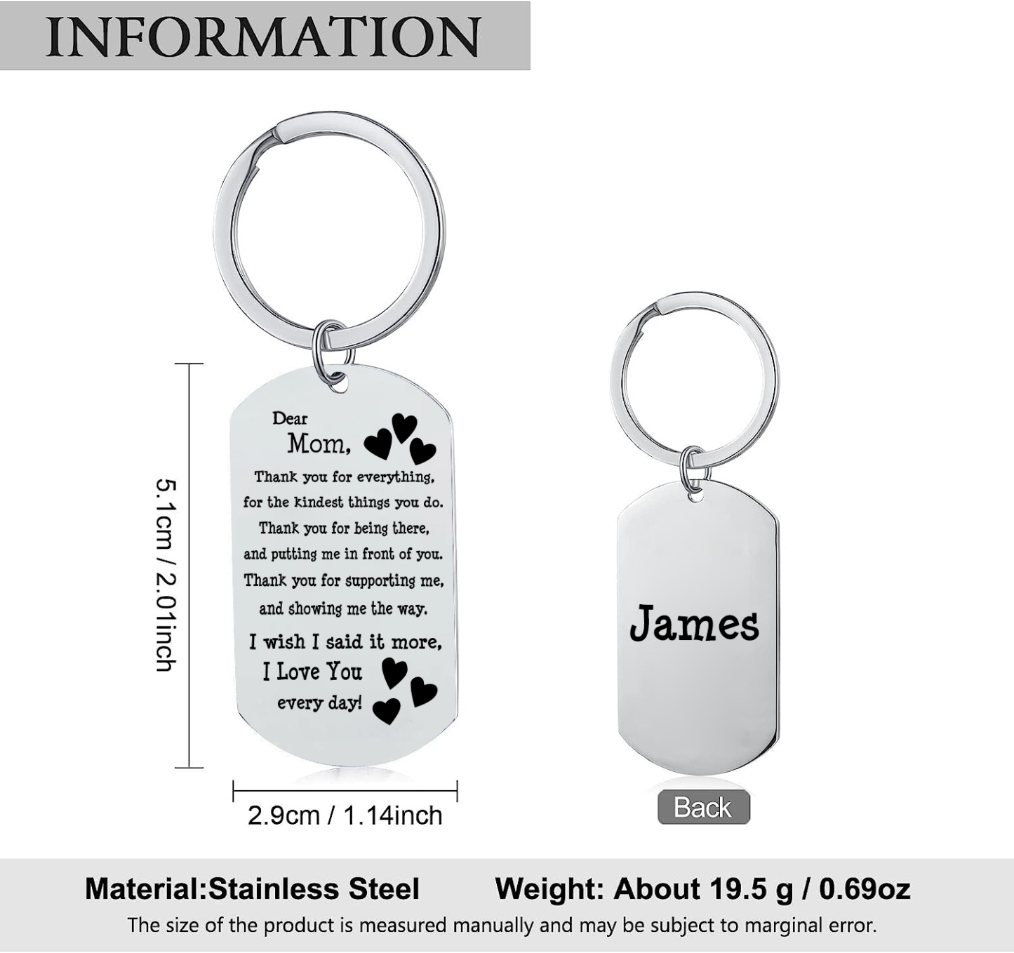 Personalized Text Pendant Keychain Copywriting is As A Mother's Day Gift For Mom