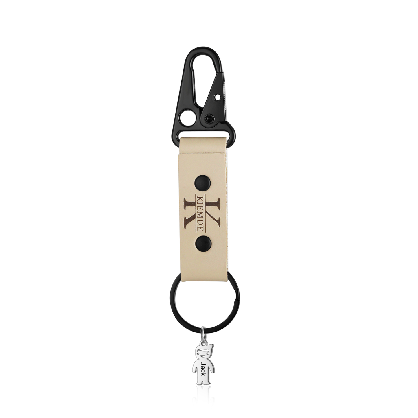 2 Names - Personalised Kids Charms Keychain Customized 2 Names & 1 Letter Leather Keychain Gift for Grandad
