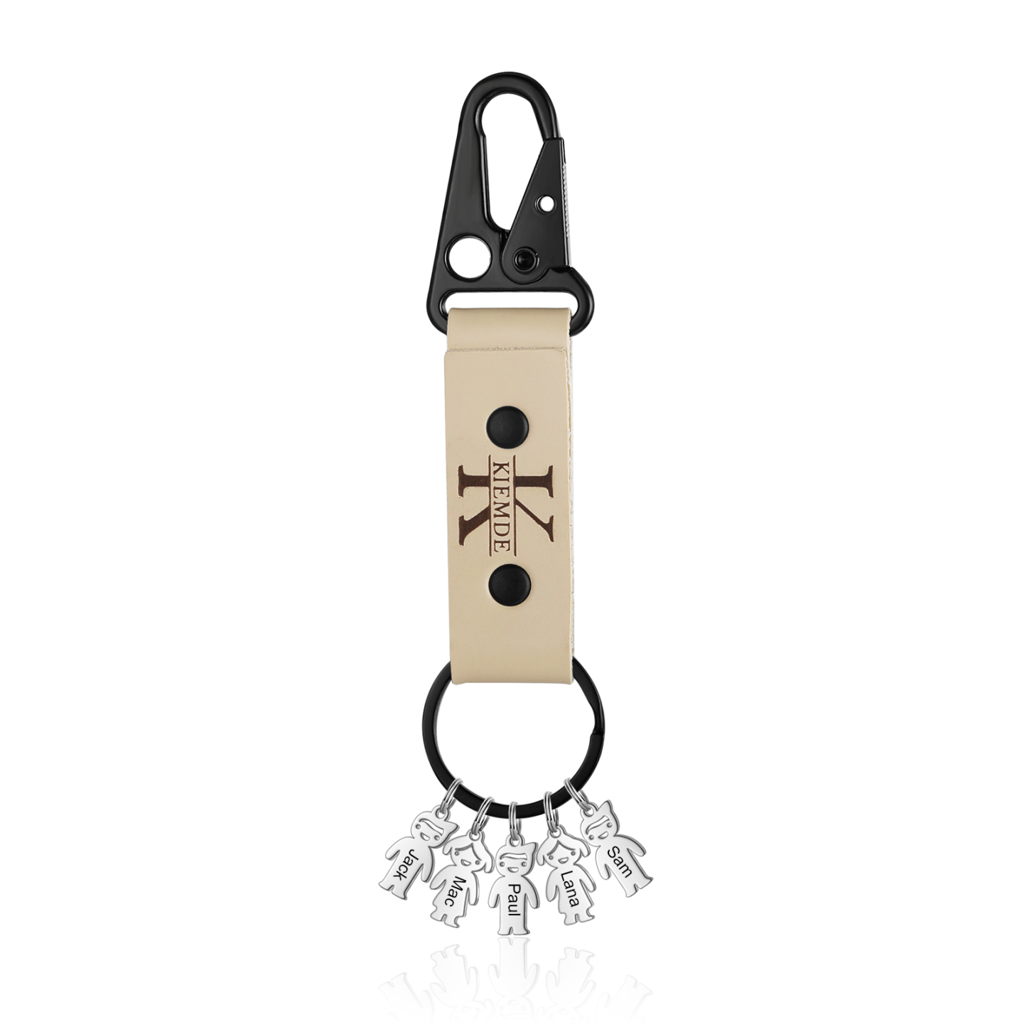 6 Names - Personalised Kids Charms Keychain Customized 6 Names & 1 Letter Leather Keychain Gift for Grandad
