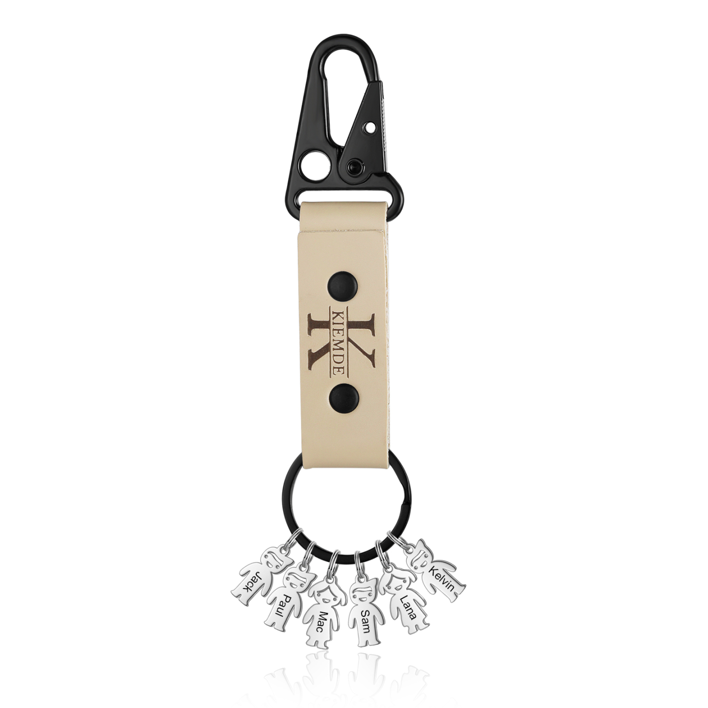 7 Names - Personalised Kids Charms Keychain Customized 7 Names & 1 Letter Leather Keychain Gift for Grandad