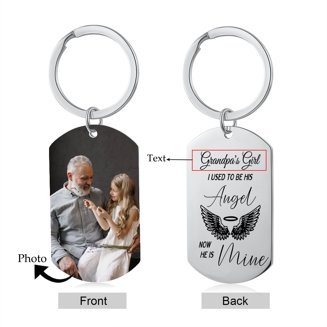 Personalized Memorial Keyring Custom Photo and Text Keyring - Memorial Angel Design | Jessmade