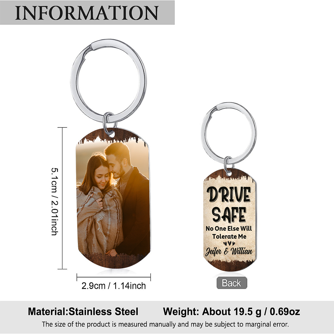 Personalised Stainless Steel Couple Keyring with Custom 2 Names & Photo Thoughtful Gift for Him/Her | Jessemade
