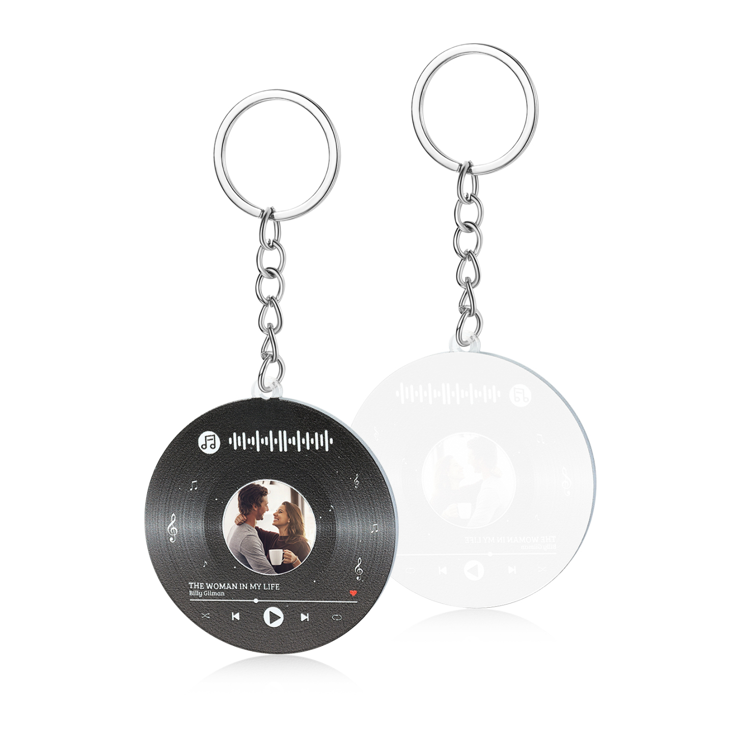 Personalised Keyring with 1 Photo, 1 Text, and Spotify Code – Unique Design to Treasure Your Special Moments, Valentine’s Day Gift for Couple | Jessemade