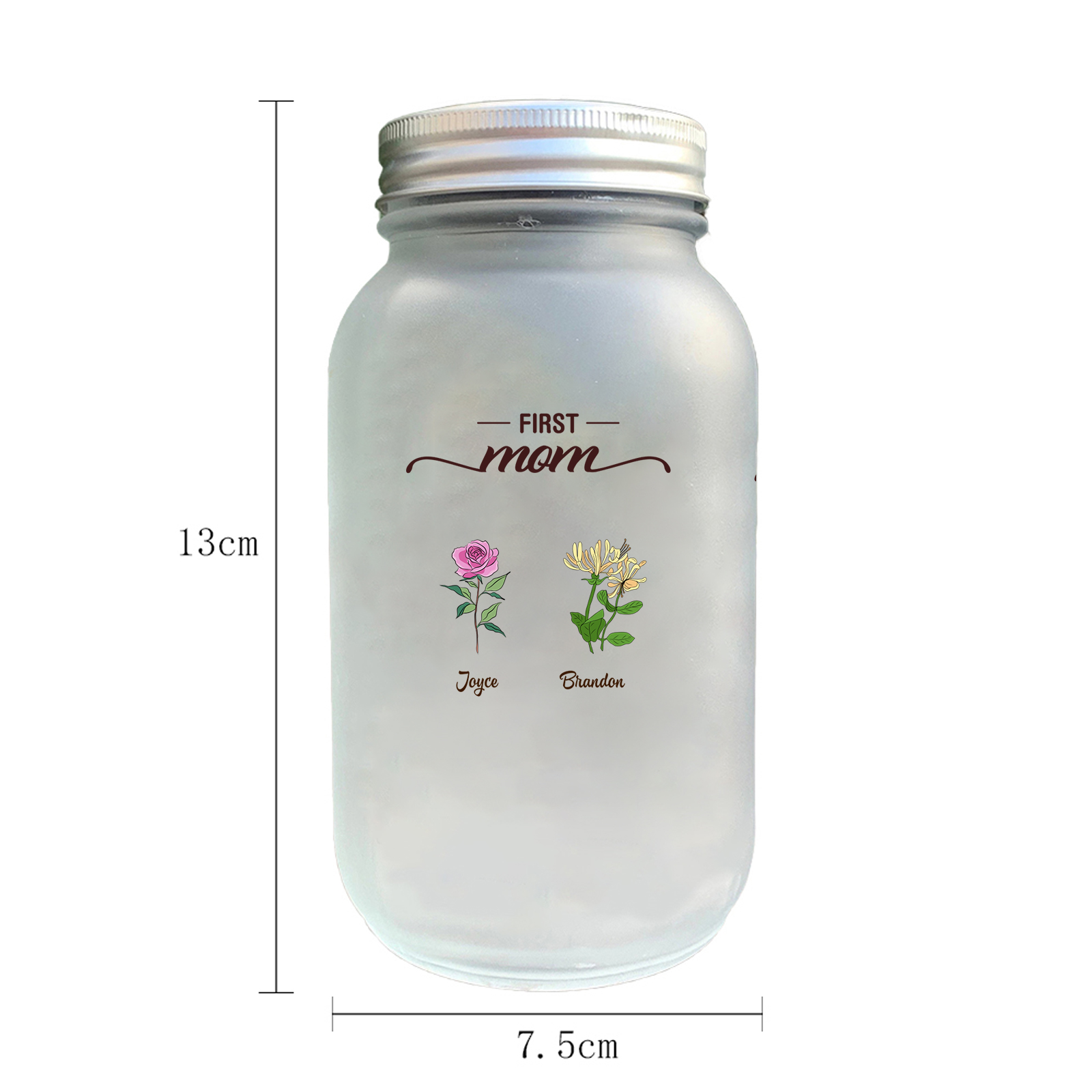 Personalized Flower Solar Mason Jar Light for Grandma Mom
