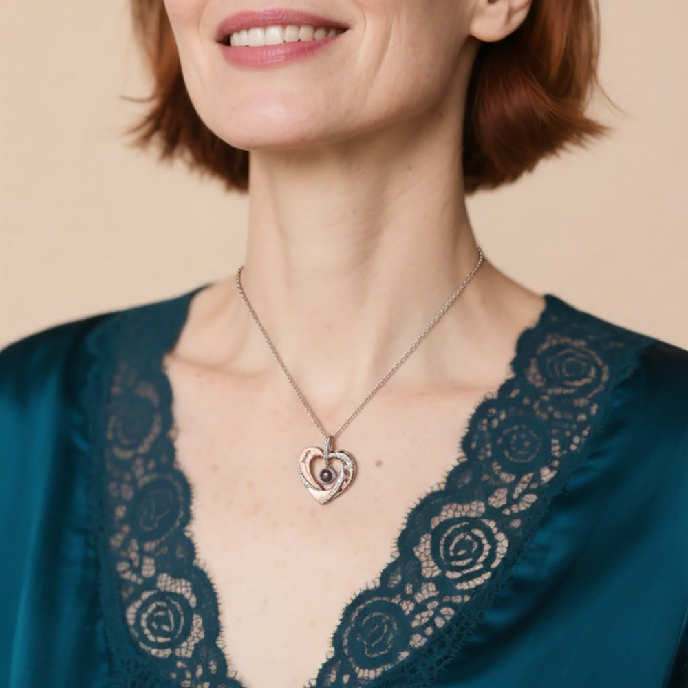 Photo-Personalized Projection Heart Necklace Custom Name Necklace Creative Gift For Her