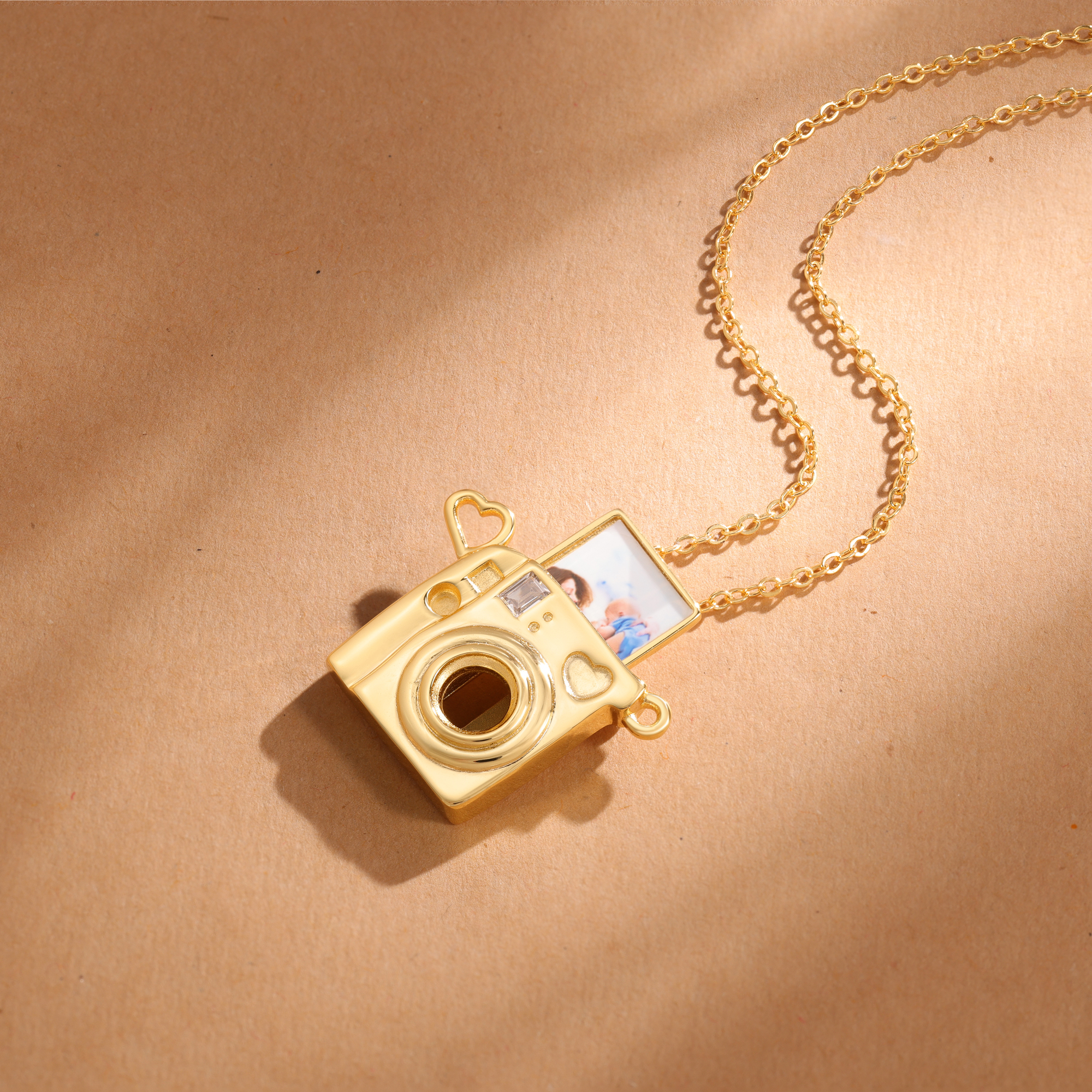 Personalized Photo Necklace - Camera Pendant Necklace with Customize 1 Photo for Her | Jessemade