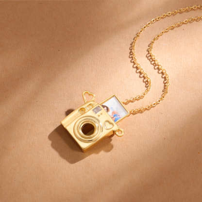 Personalized Photo Necklace - Camera Pendant Necklace with Customize 1 Photo for Her | Jessemade