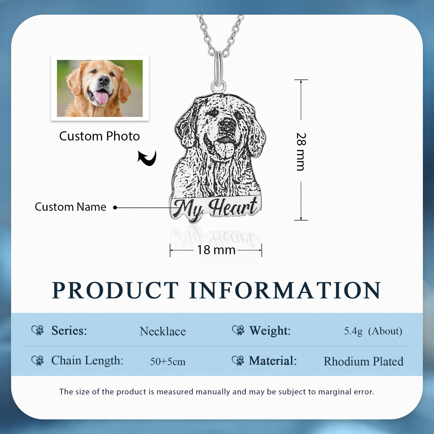 Personalised Pet Necklace – Custom Name & Photo Heart Pendant Gift For Dog Lovers | Jessmade