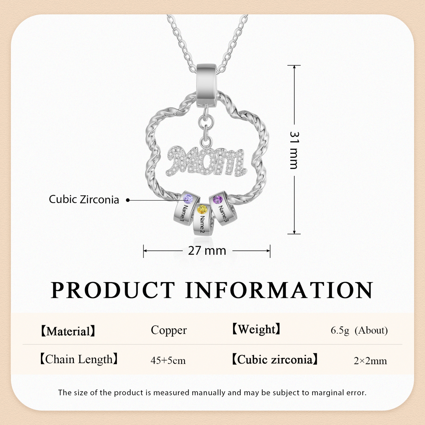 3 Name Personalized Flower Necklace With 3 Birthstone Pendants Engraved With Names Gift For Mom/Mum