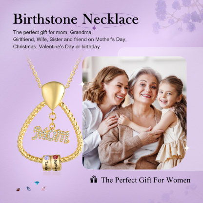 2 Names - Personalized Triangle Pendant Necklace Custom Birthstone Custom Name Gift for Mom