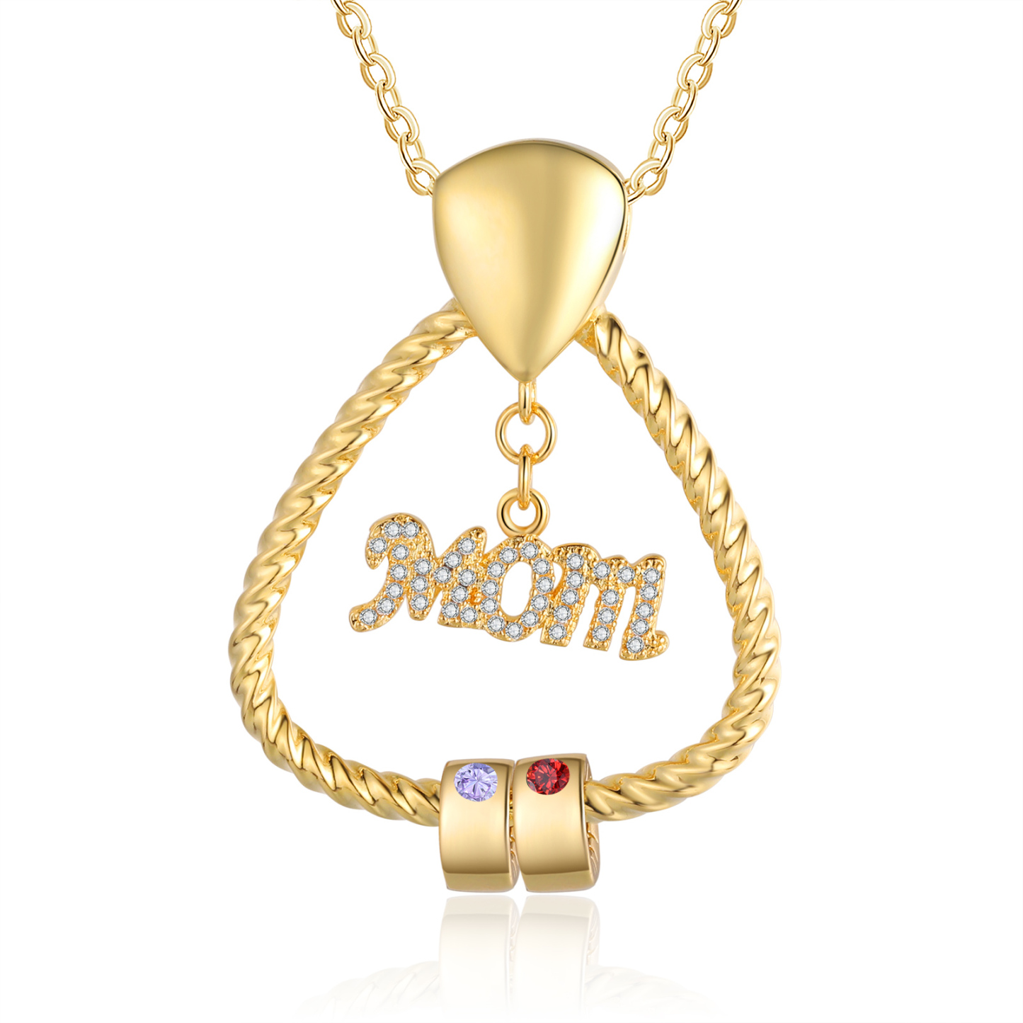 2 Names - Personalized Triangle Pendant Necklace Custom Birthstone Custom Name Gift for Mom