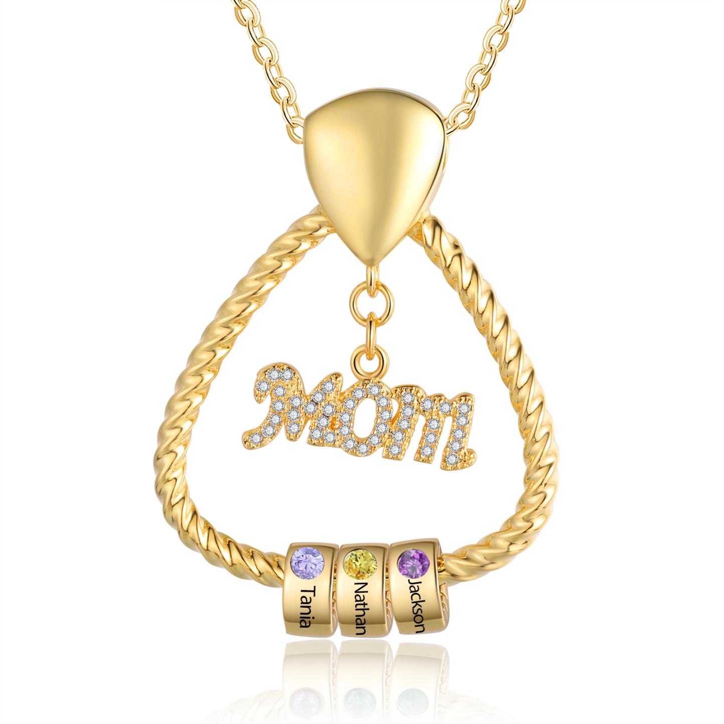 3 Names - Personalized Flower Pendant Necklace Custom Name Gift for Mo