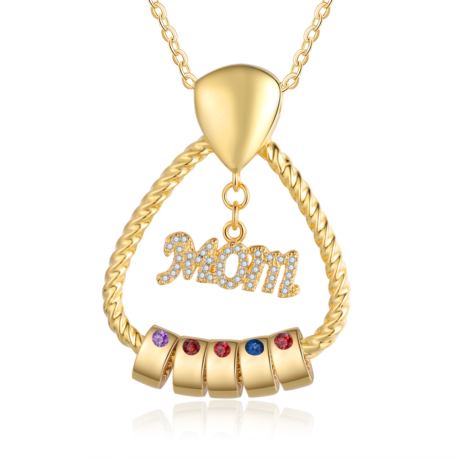 5 Names - Personalized Triangle Pendant Necklace  Custom Name Gift for Mom