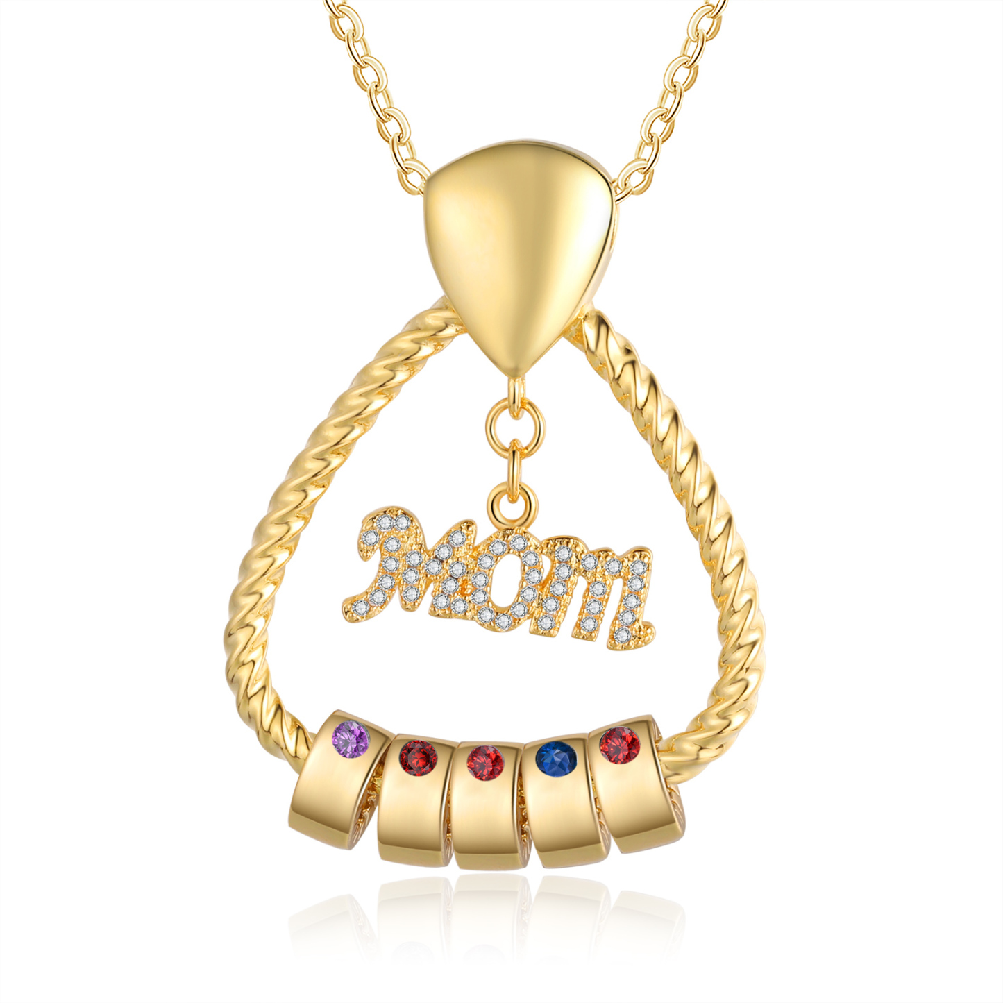 5 Names - Personalized Triangle Pendant Necklace  Custom Name Gift for Mom