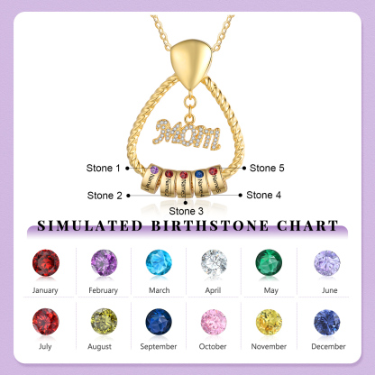 5 Names - Personalized Triangle Pendant Necklace  Custom Name Gift for Mom