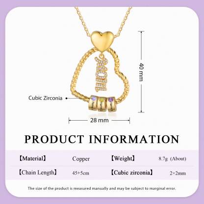 3 Names - Personalized Love Pendant Necklace Custom Birthstone Custom Name Gift for Mom