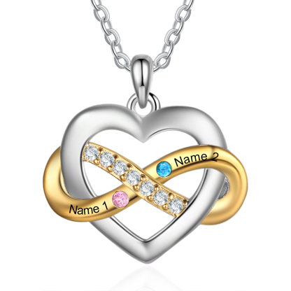 Personalised Love Necklace Customized With 2 Names and 2 Birthstones Women's Necklace Gift for Nan | Jessmade
