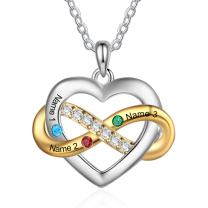 Personalised Love Necklace Customized With 3 Names and 3 Birthstones Women's Necklace Gift for Nan | Jessmade