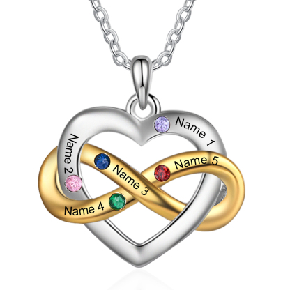Personalised Love Necklace Customized With 5 Names and 5 Birthstones Women's Necklace Gift for Nan | Jessmade