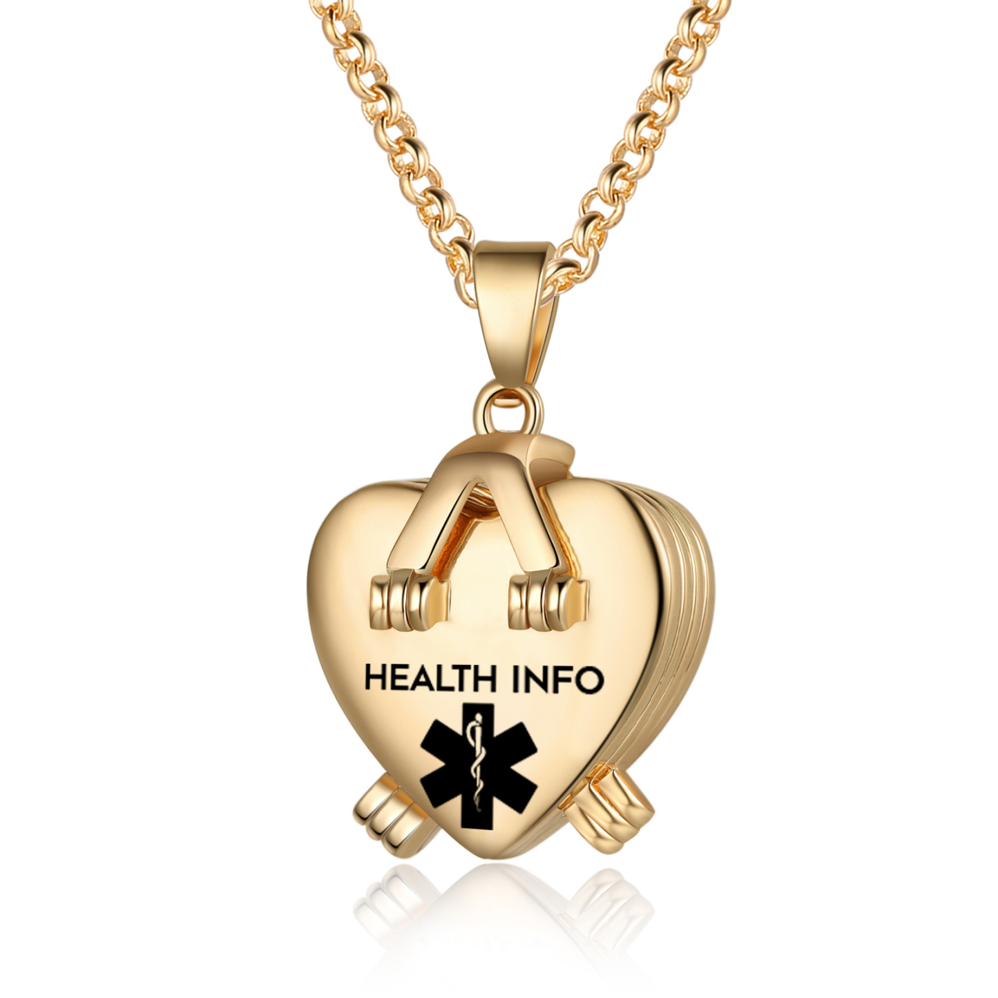 Personalised Medical ID Locket Necklace with QR Code - Custom 2 Photo Heart Pendant for Family | Jessmade