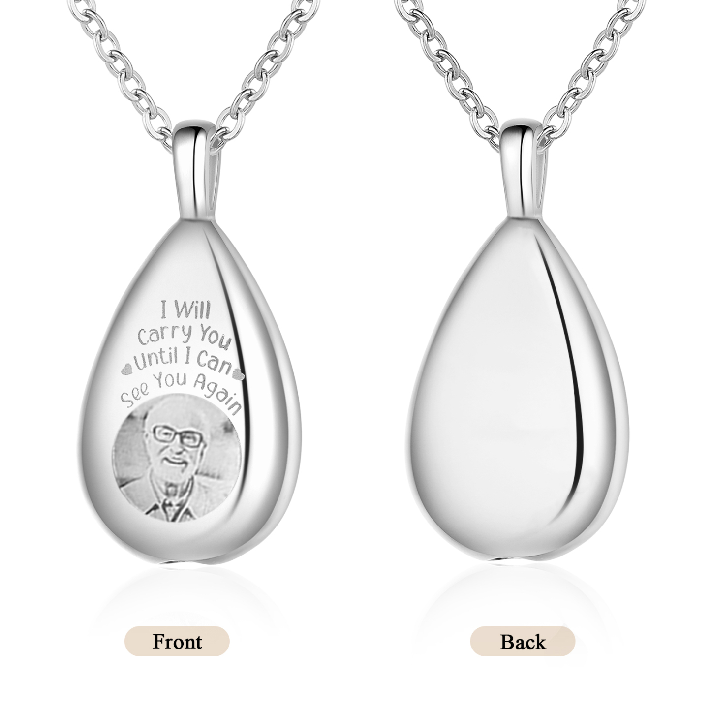 Personalised Memorial Necklace with Custom Photo Stainless Steel Necklace Gift for Loved Ones | Jessemade