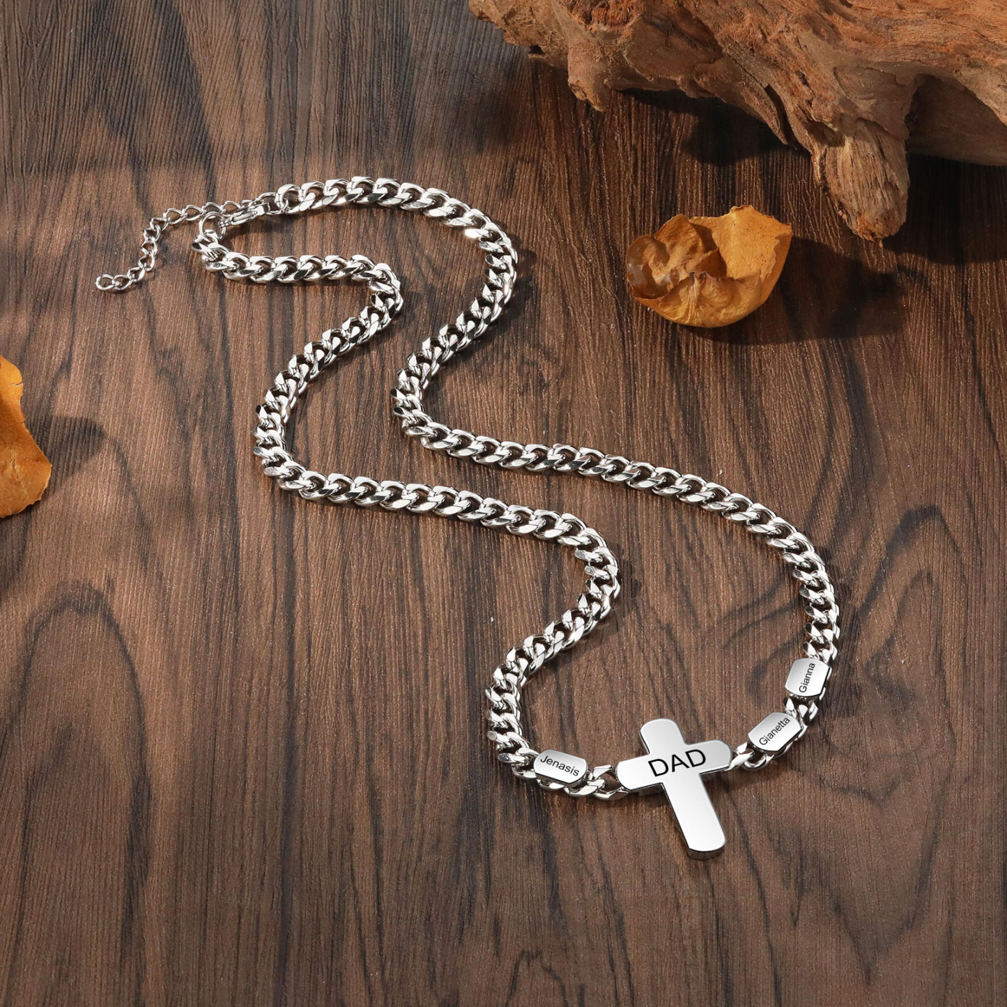 Personalized Men’s Necklace – Stainless Steel Chain Customized with 2-4 Names and Texts – Gift for Dad | Jessemade